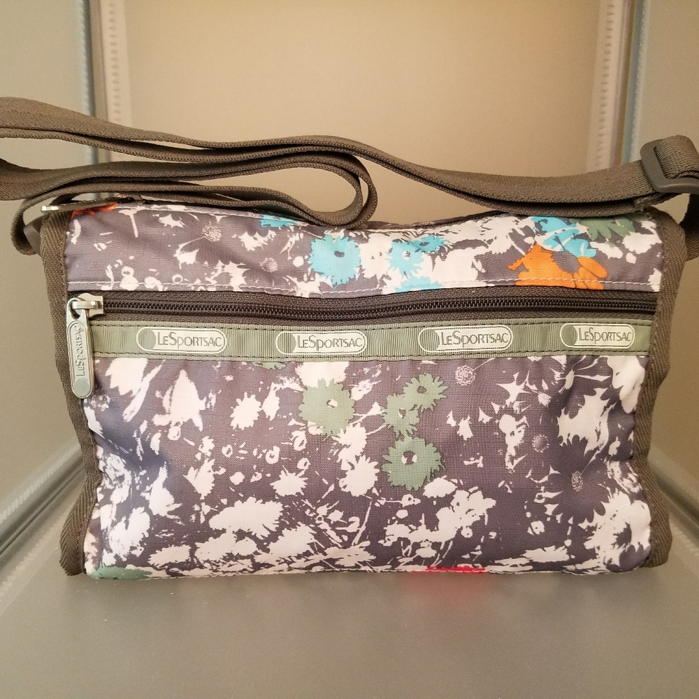 LeSportSac Floral Multi strap bag front pocket